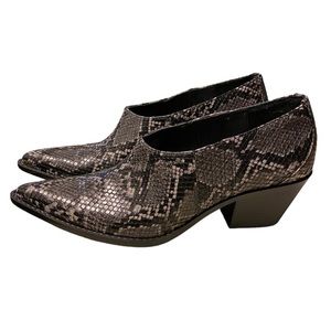 ZARA snakeskin heeled western cowboy booties pointed toe size 38/ 7.5 women EUC